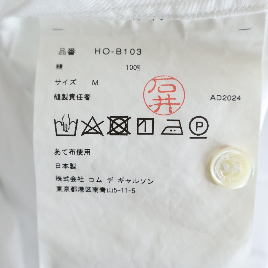 COMME des GARCONS HOMME(コムデギャルソンオム) 25SS AD2024 LOGO SHORT SLEEVE SHIRT ロゴ刺繍 ショートスリーブ 半袖シャツ ホワイト HO-B103
