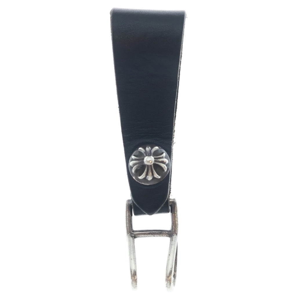 CHROME HEARTS(クロムハーツ) BELT LOOP クロスボールボタンレザーベルトループ シルバー/ブラック BCA397