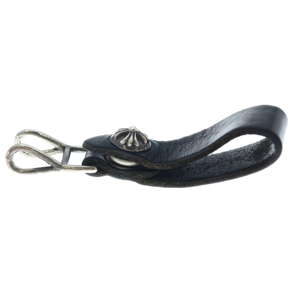 CHROME HEARTS(クロムハーツ) BELT LOOP クロスボールボタンレザーベルトループ シルバー/ブラック BCA397