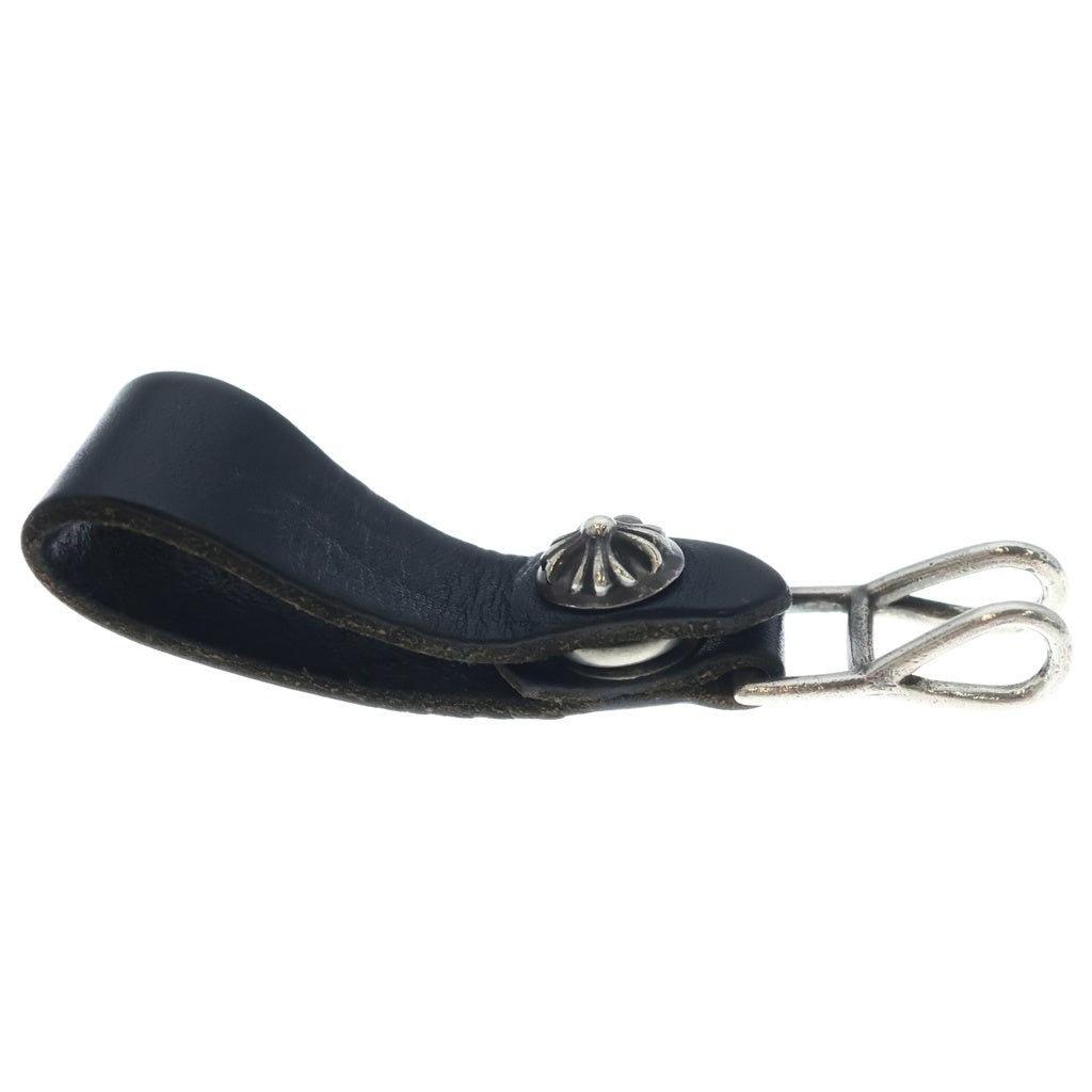 CHROME HEARTS(クロムハーツ) BELT LOOP クロスボールボタンレザーベルトループ シルバー/ブラック BCA397