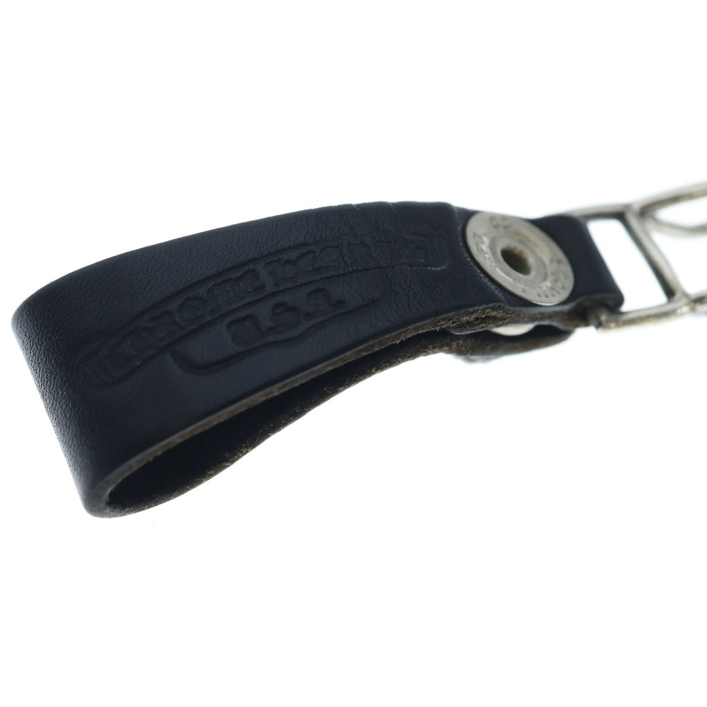 CHROME HEARTS(クロムハーツ) BELT LOOP クロスボールボタンレザーベルトループ シルバー/ブラック BCA397