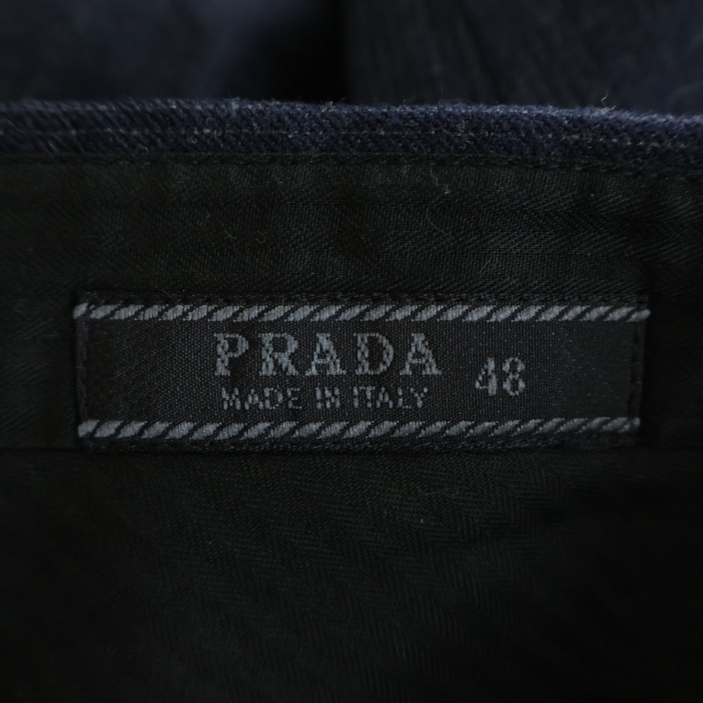 PRADA(プラダ) 90-00S ARCHIVE アーカイブ ストライプ ボタンフライ センタープレス ウールスラックスパンツ ネイビー C-TK8925