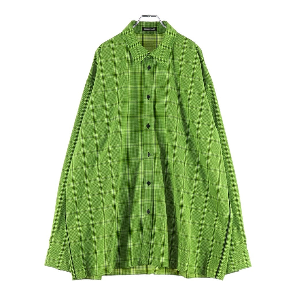 BALENCIAGA(バレンシアガ) オーバーサイズ レギュラーカラー 長袖チェックシャツ イエロー 626768 TIO06