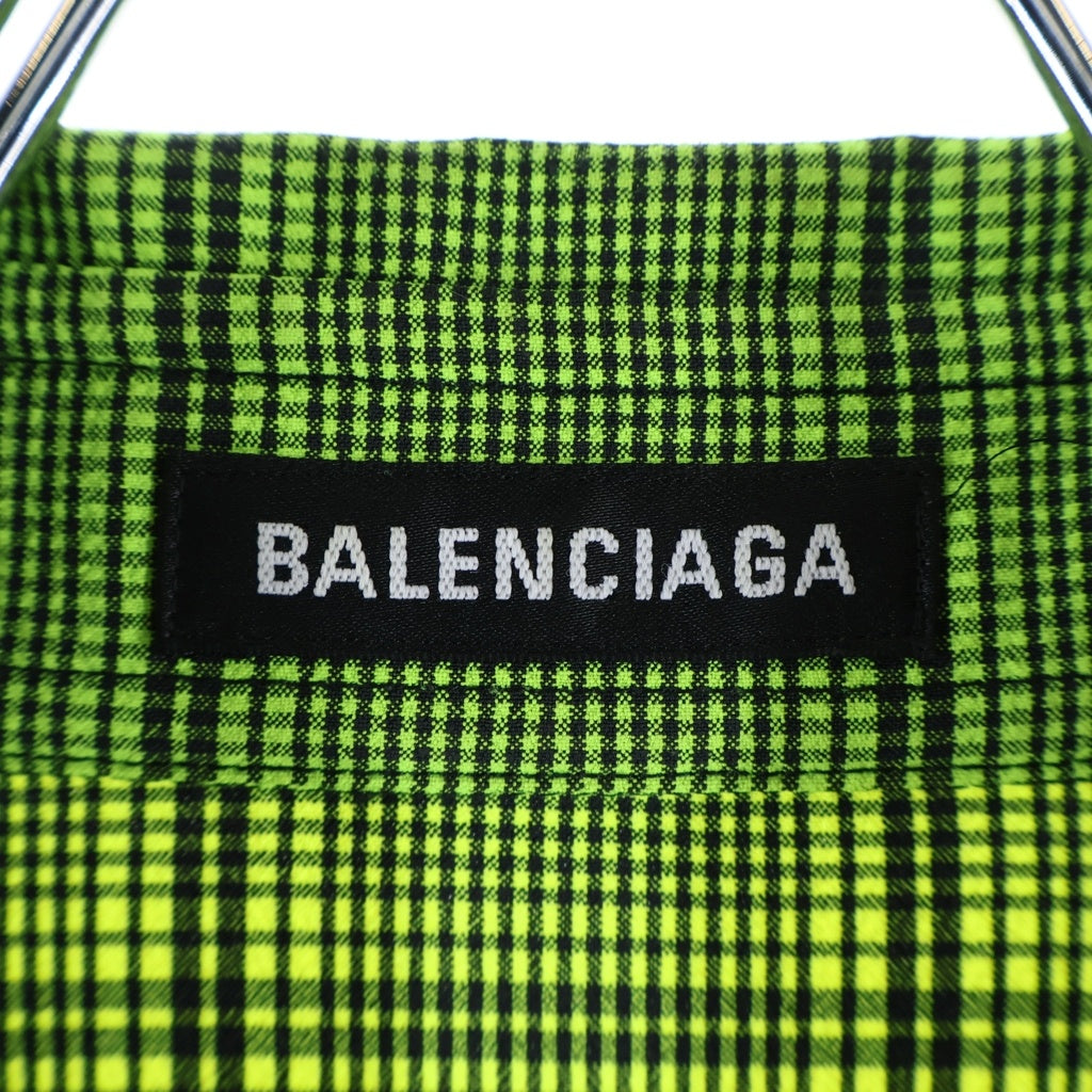 BALENCIAGA(バレンシアガ) オーバーサイズ レギュラーカラー 長袖チェックシャツ イエロー 626768 TIO06