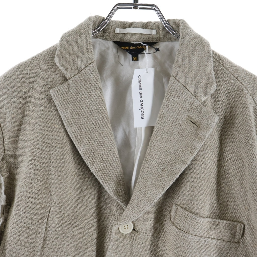 COMME des GARCONS(コムデギャルソン) 26SS AD2025 LACE-INCERT ASYMMETRIC JACKET レースインサート アシンメトリー 3B リネンテーラードジャケット レディース ベージュ/ホワイト GQ-J028