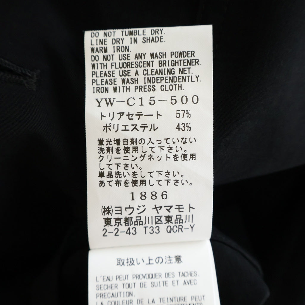 Y's(ワイズ) TA/PE CREPE DE CHINE COLLARLESS DOLMAN COAT テープ クレープ ノーカラー ドルマンコート レディース ブラック YW-C15-500