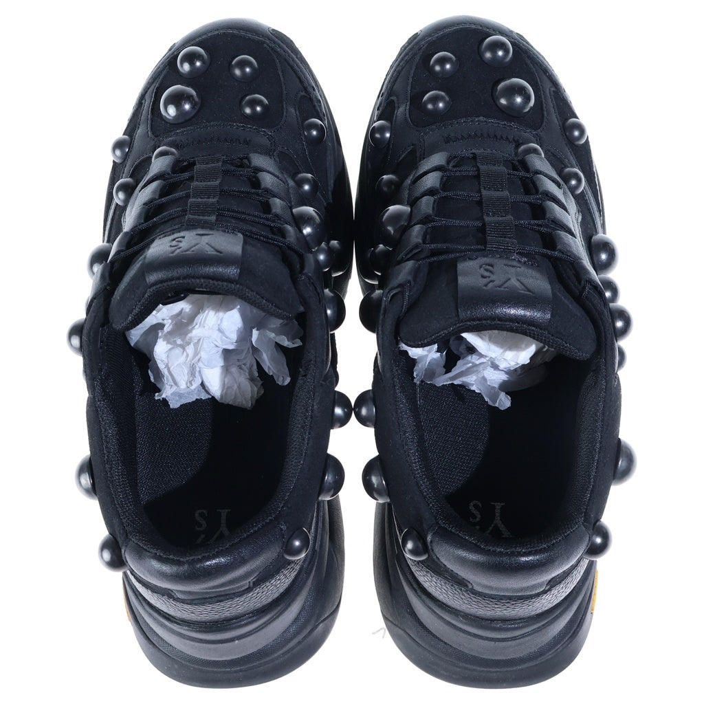 Y's(ワイズ) SYNTHETIC LEATHER DOT DAD SNEAKER ドットデザイン レザー ダッドスニーカー レディース ブラック YK-E01-993