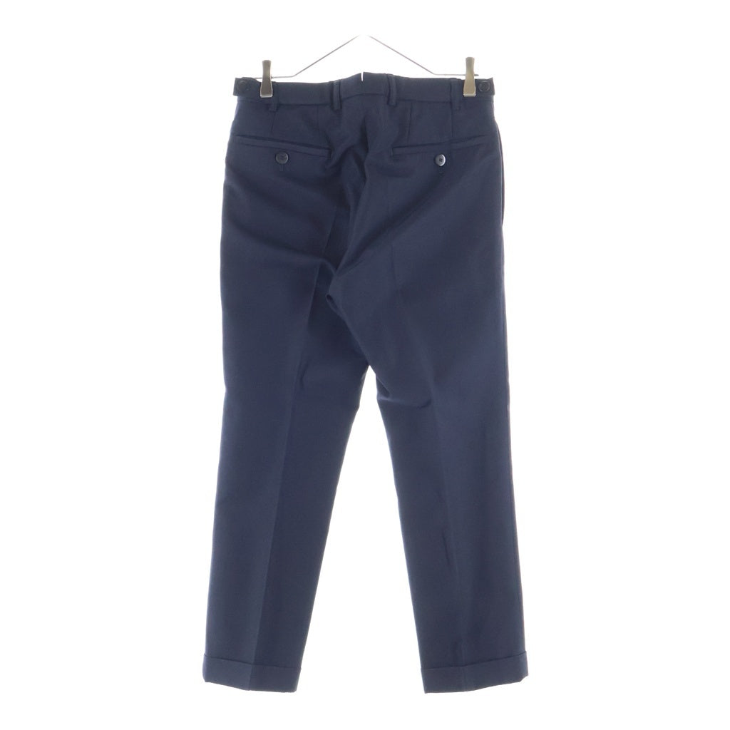 VISVIM(ヴィスヴィム) HIGH-WATER SLACKS モヘア混 ウール リネン サイドアジェスター付き テーパード ハイウォータースラックス パンツ ネイビー 0116205008020