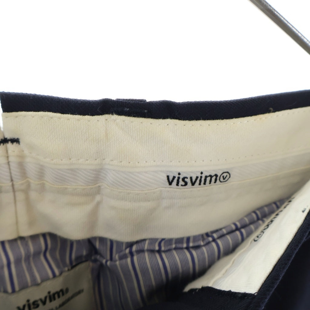VISVIM(ヴィスヴィム) HIGH-WATER SLACKS モヘア混 ウール リネン サイドアジェスター付き テーパード ハイウォータースラックス パンツ ネイビー 0116205008020