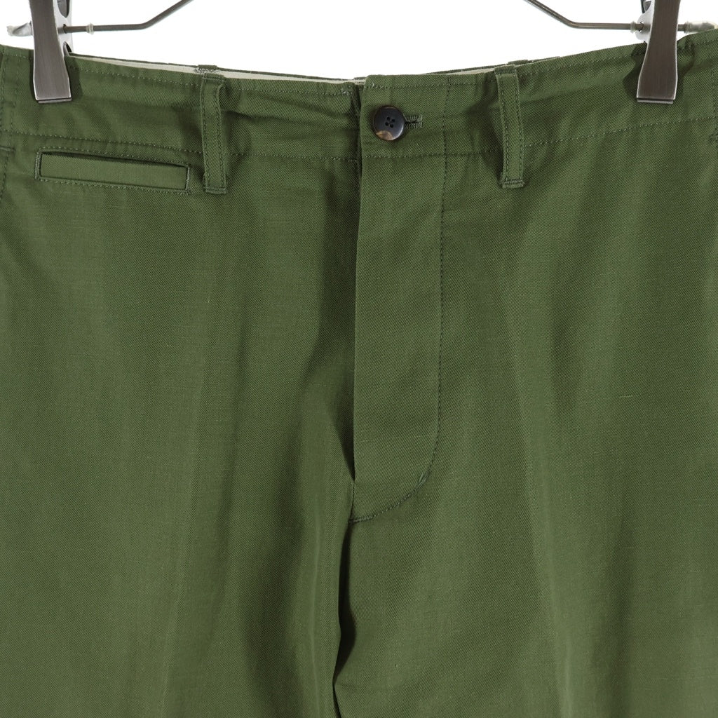 VISVIM(ヴィスヴィム) 21SS CHINO PANTS HW ウールリネン ギャバジン織 ボタンフライ チノパンツ カーキ 0121105008013