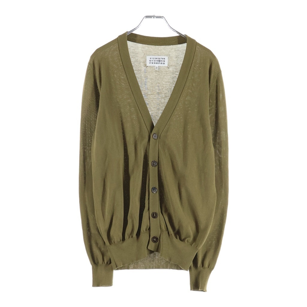 Maison Margiela(メゾンマルジェラ) エルボーパッチ付き Vネック コットン ニットカーディガン セーター カーキ S30HA0801
