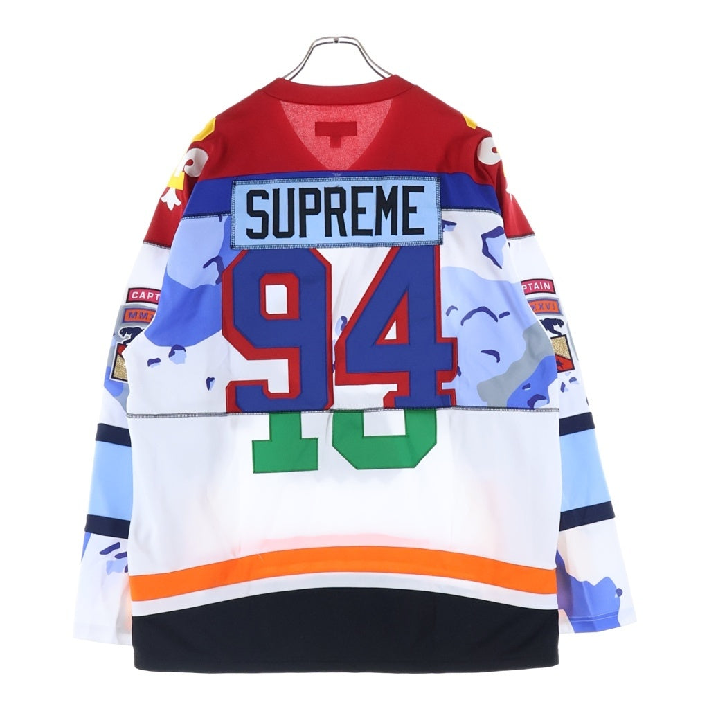 SUPREME(シュプリーム) 26SS Paneled Hockey Jersey パネルド ジャージー ポリエステル ロゴワッペン Vネック 長袖ホッケーTシャツ マルチ