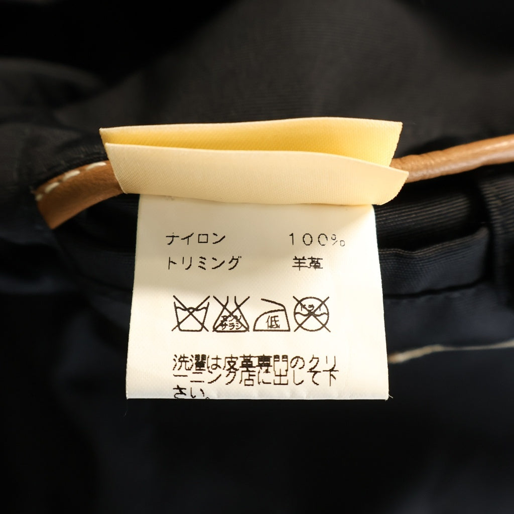 HERMES(エルメス) 2ポケット レザー切り替え ナイロン トラッカージャケット ブラック