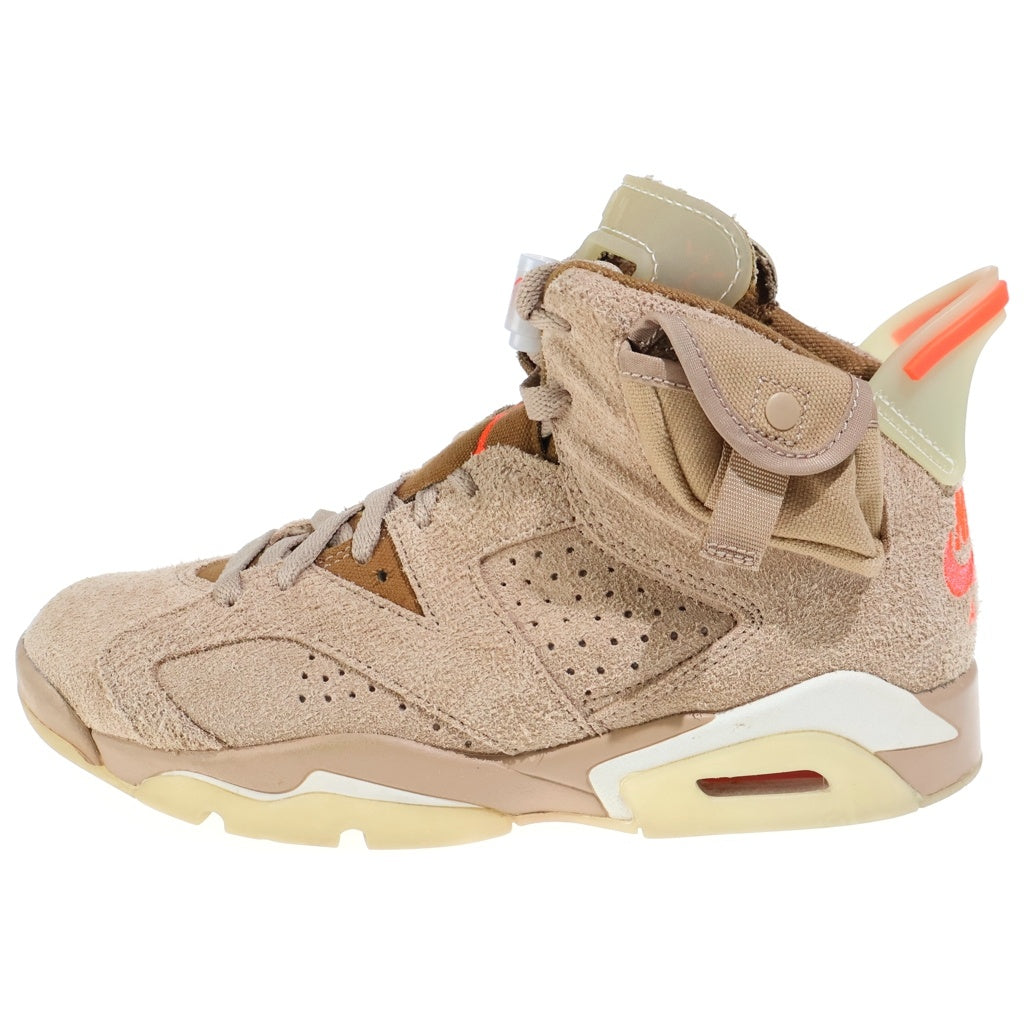 NIKE(ナイキ) ×TRAVIS SCOTT AIR JORDAN 6 BRITISH KHAKI トラヴィススコット エアジョーダン6 ブリティッシュカーキ ハイカットスニーカー レディース ブラウン US6.5/24.5cm DH0690-200