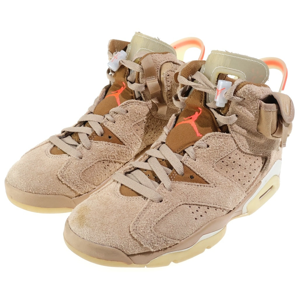 NIKE(ナイキ) ×TRAVIS SCOTT AIR JORDAN 6 BRITISH KHAKI トラヴィススコット エアジョーダン6 ブリティッシュカーキ ハイカットスニーカー レディース ブラウン US6.5/24.5cm DH0690-200