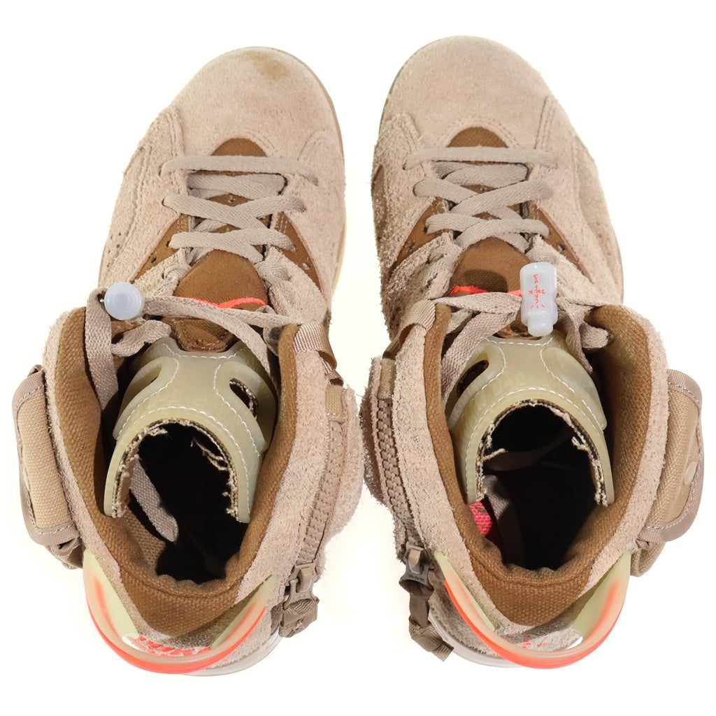 NIKE(ナイキ) ×TRAVIS SCOTT AIR JORDAN 6 BRITISH KHAKI トラヴィススコット エアジョーダン6 ブリティッシュカーキ ハイカットスニーカー レディース ブラウン US6.5/24.5cm DH0690-200