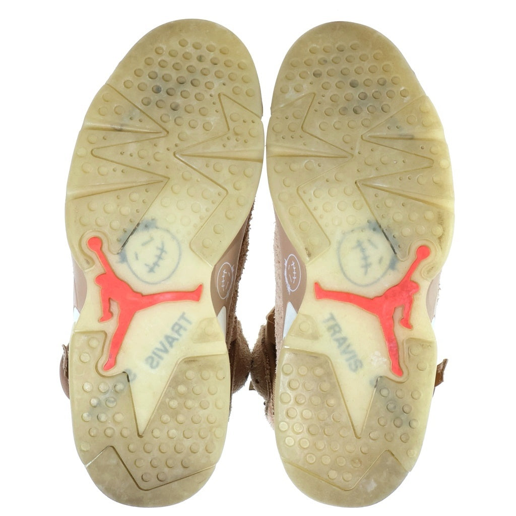 NIKE(ナイキ) ×TRAVIS SCOTT AIR JORDAN 6 BRITISH KHAKI トラヴィススコット エアジョーダン6 ブリティッシュカーキ ハイカットスニーカー レディース ブラウン US6.5/24.5cm DH0690-200