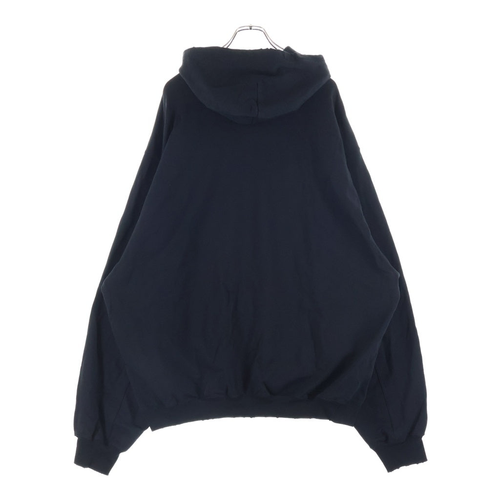 BALENCIAGA(バレンシアガ) 22AW Destroyed DESTROYED LOGO PRINT HOODIE デストロイダメージ加工 ロゴエンブロイダリー プルオーバースウェットパーカー フーディー ブラック 729361 TNVL2