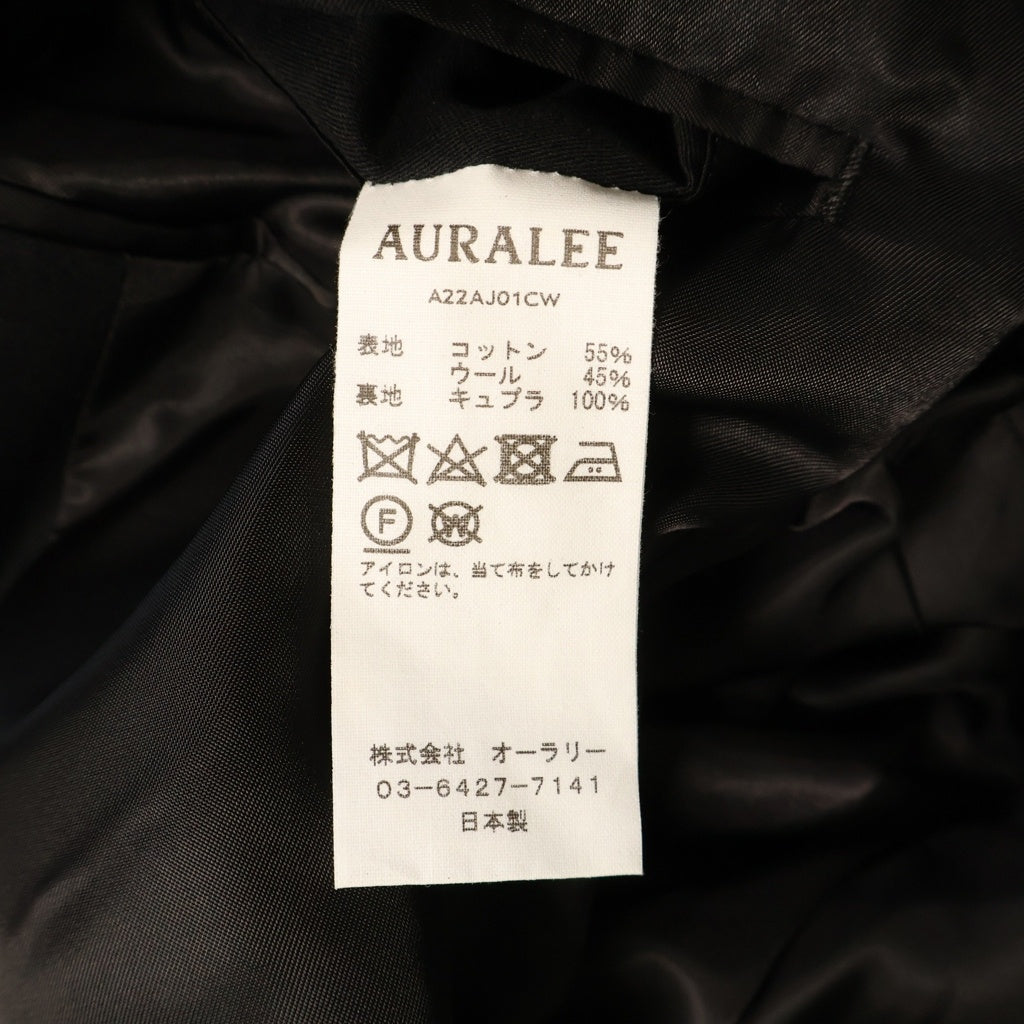 AURALEE(オーラリー) 22AW SUPER FINE WOOL COTTON TWILL OVER JACKET スーパー ファイン ウール コットン ツイル オーバー テーラードジャケット ブラック A22AJ01CW