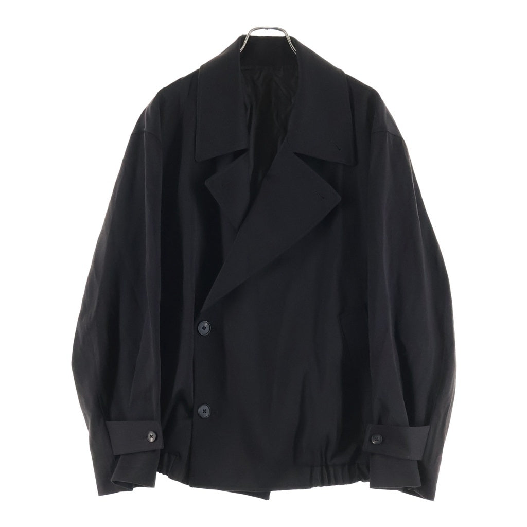 ssstein(シュタイン) W/SI SATIN OVERSIZED DOUBLE BREAST BLOUSON ウール シルク サテン オーバーサイズ ダブルブレスト ブルゾンジャケット ブラック ST.1064
