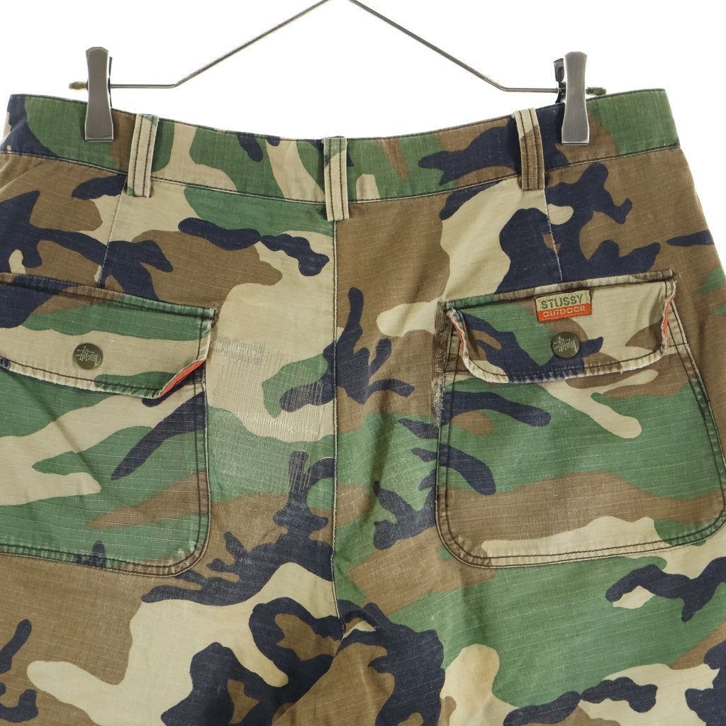 STUSSY(ステューシー) 90S OLD オールド 紺タグ リップストップ カモ柄 ハーフパンツ ショーツ カーキ