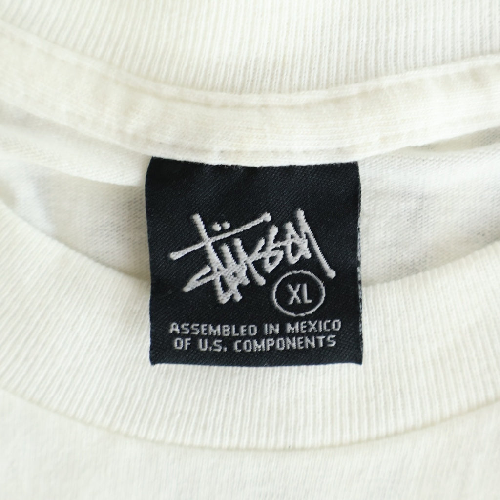 STUSSY(ステューシー) 00S ×LEILOW LIVE LONG STAY FREE ALOHA レイロー リブロングステイフリーアロハ クルーネック半袖Tシャツ カットソー ホワイト