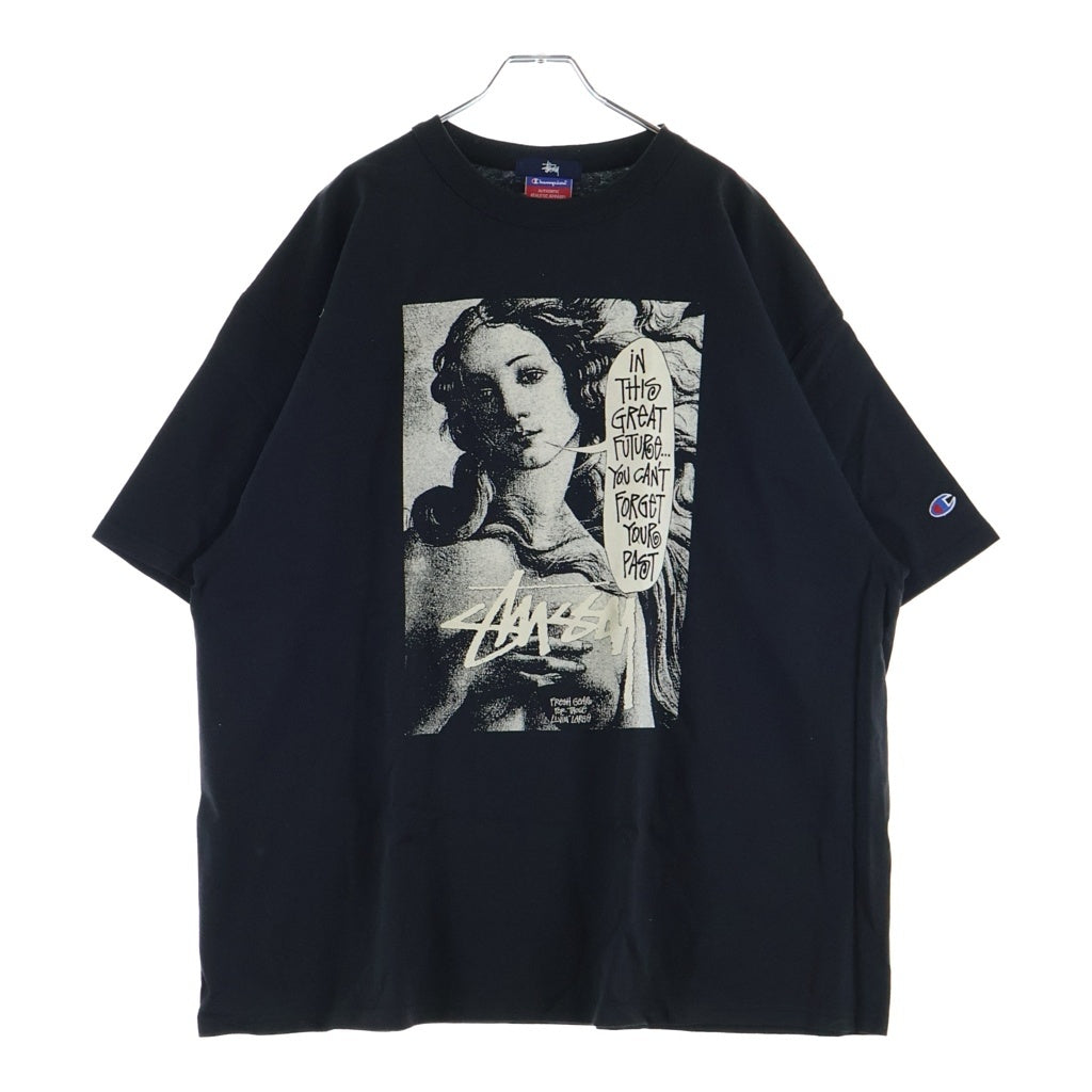 STUSSY(ステューシー) ×CHAMPION NAGOYA MEIEKI Chapt 5th Anniversary Tee チャンピオン 名古屋名駅 5周年記念 クルーネック半袖Tシャツ カットソー ブラック T1010-003