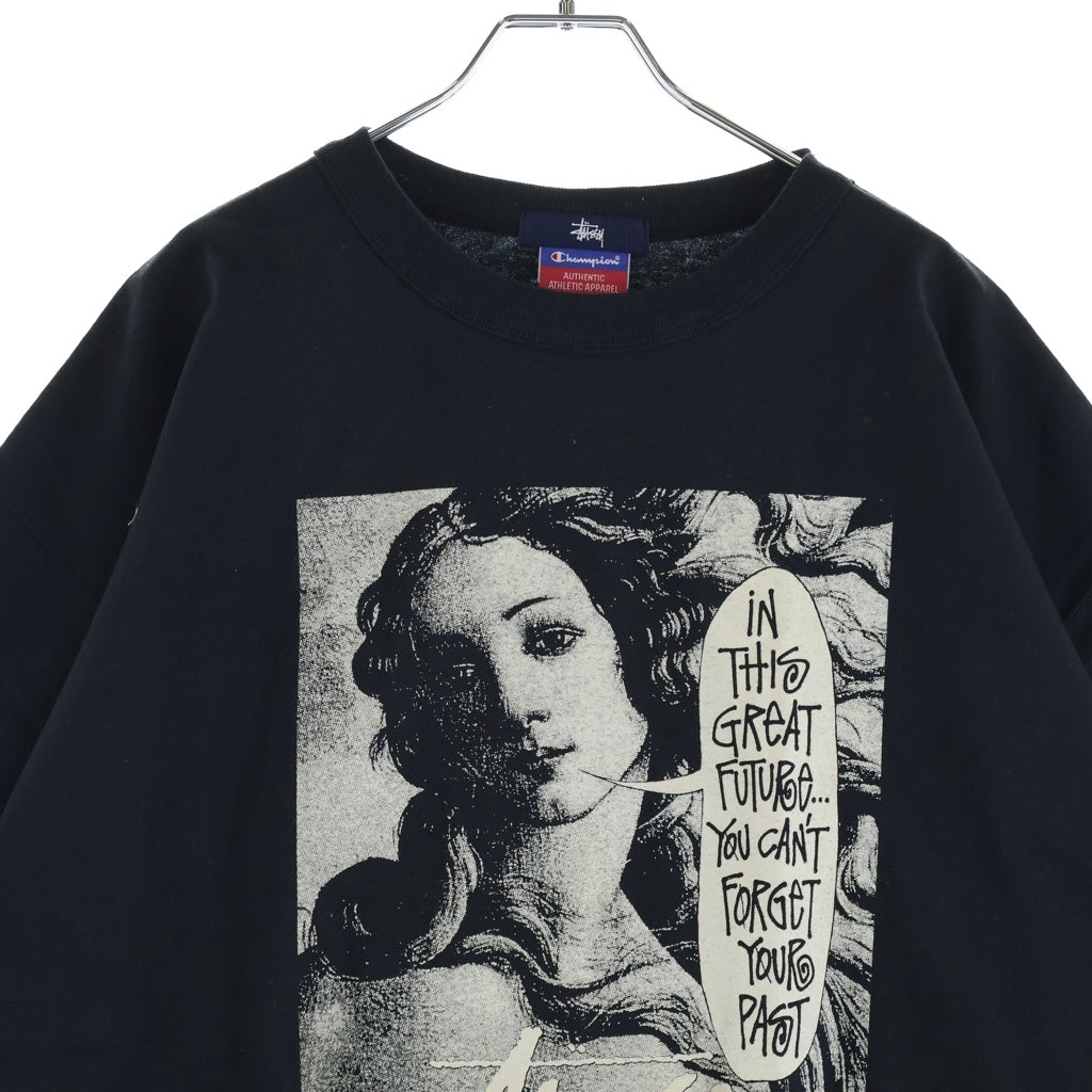 STUSSY(ステューシー) ×CHAMPION NAGOYA MEIEKI Chapt 5th Anniversary Tee チャンピオン 名古屋名駅 5周年記念 クルーネック半袖Tシャツ カットソー ブラック T1010-003