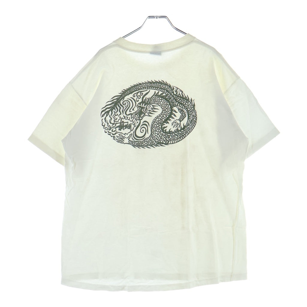 STUSSY(ステューシー) 90S OLD オールド 紺タグ ドラゴン クルーネック半袖Tシャツ カットソー ホワイト