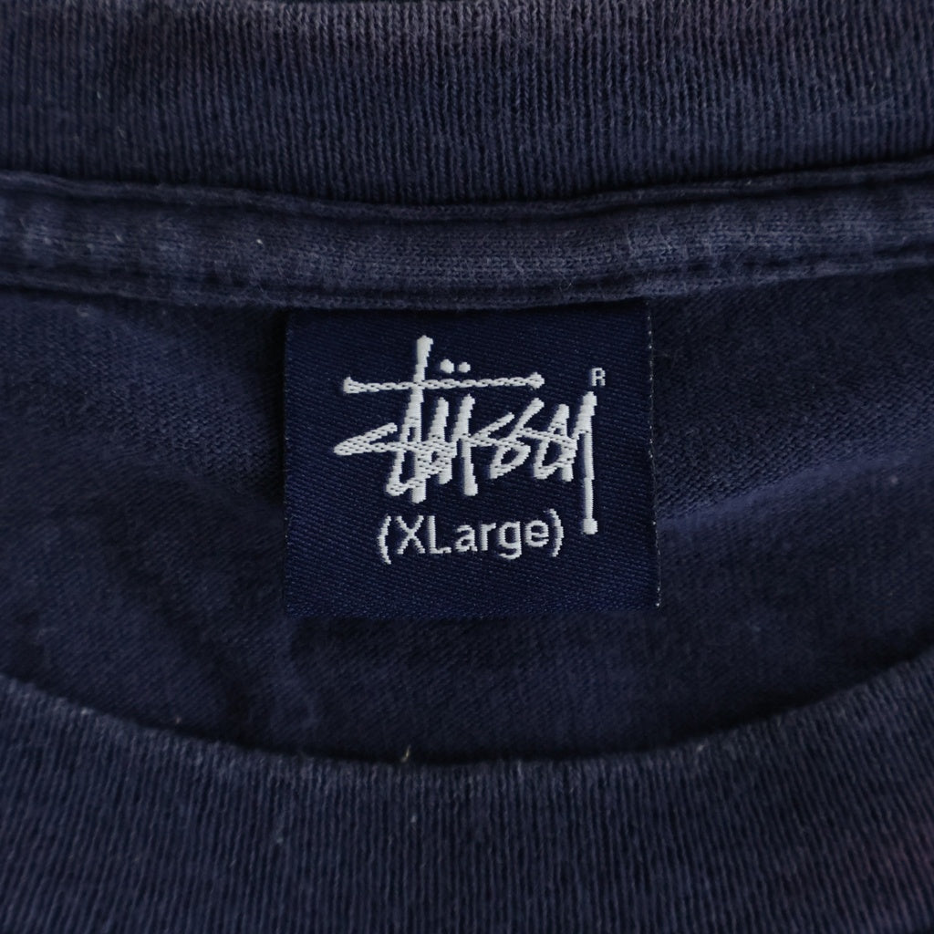 STUSSY(ステューシー) 90S OLD オールド 紺タグ スケートマン 両面プリント クルーネック半袖Tシャツ カットソー ネイビー