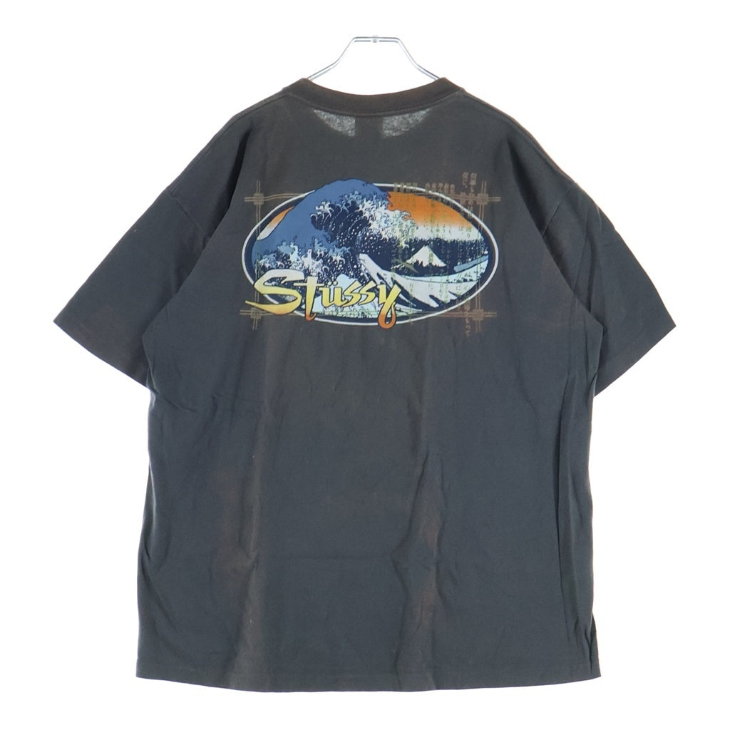 STUSSY(ステューシー) 90S OLD オールド 葛飾北斎 クルーネック半袖Tシャツ カットソー グレー