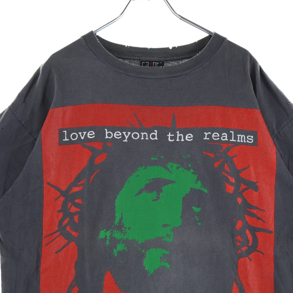 SAINT MICHAEL(セントマイケル) ×河村康輔 24SS KK SS TEE / LOVE BEYOND ラブビヨンドプリント クルーネック半袖Tシャツ カットソー グレー SM-YS8-0000-C23