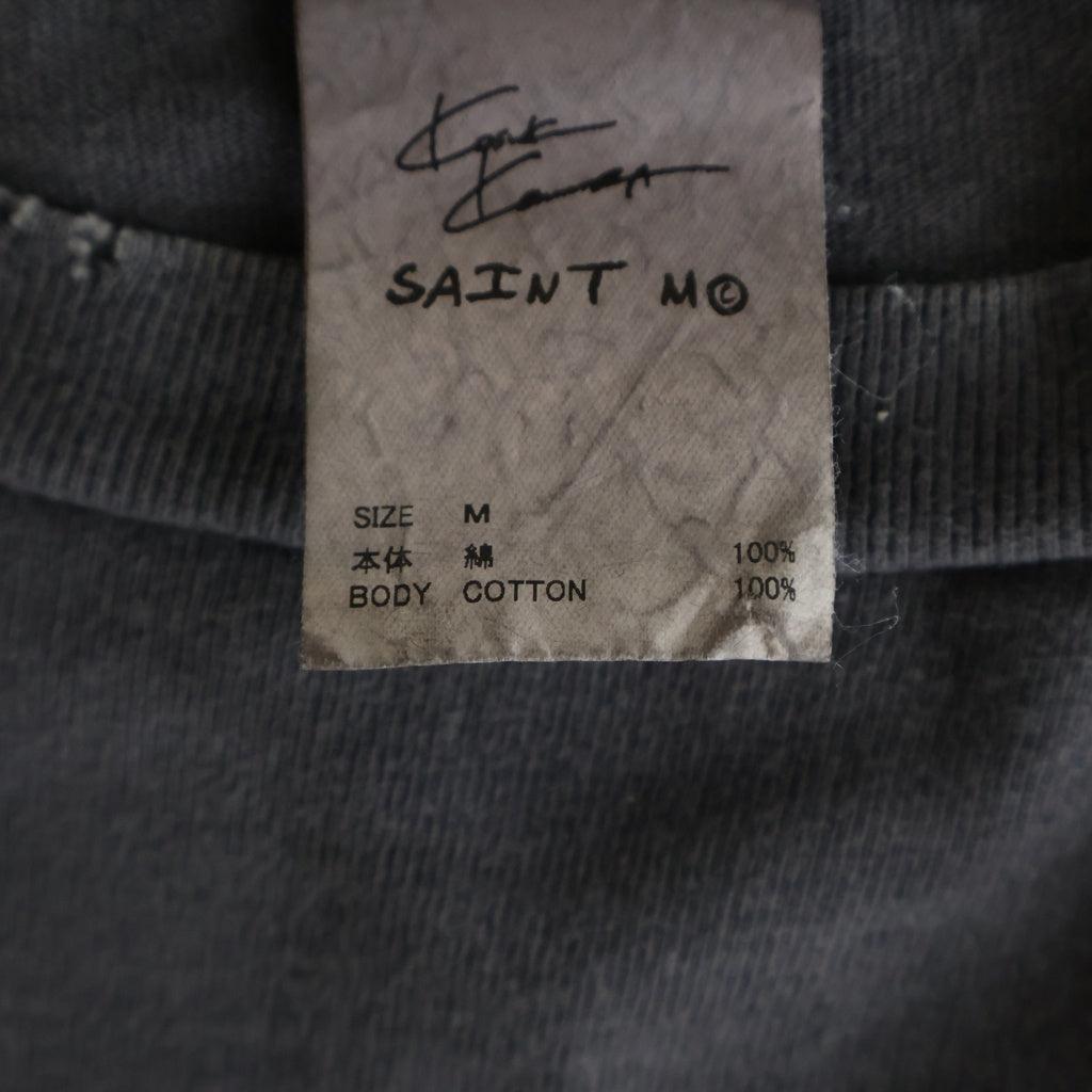 SAINT MICHAEL(セントマイケル) ×河村康輔 24SS KK SS TEE / LOVE BEYOND ラブビヨンドプリント クルーネック半袖Tシャツ カットソー グレー SM-YS8-0000-C23