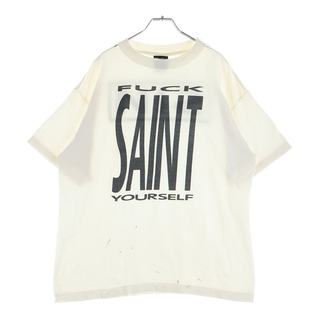 SAINT MICHAEL(セントマイケル) 25SS SS TEE / SAINT YOURSELF セントユアセルフロゴプリント クルーネック半袖Tシャツ カットソー ホワイト SM-HR8-0000-020