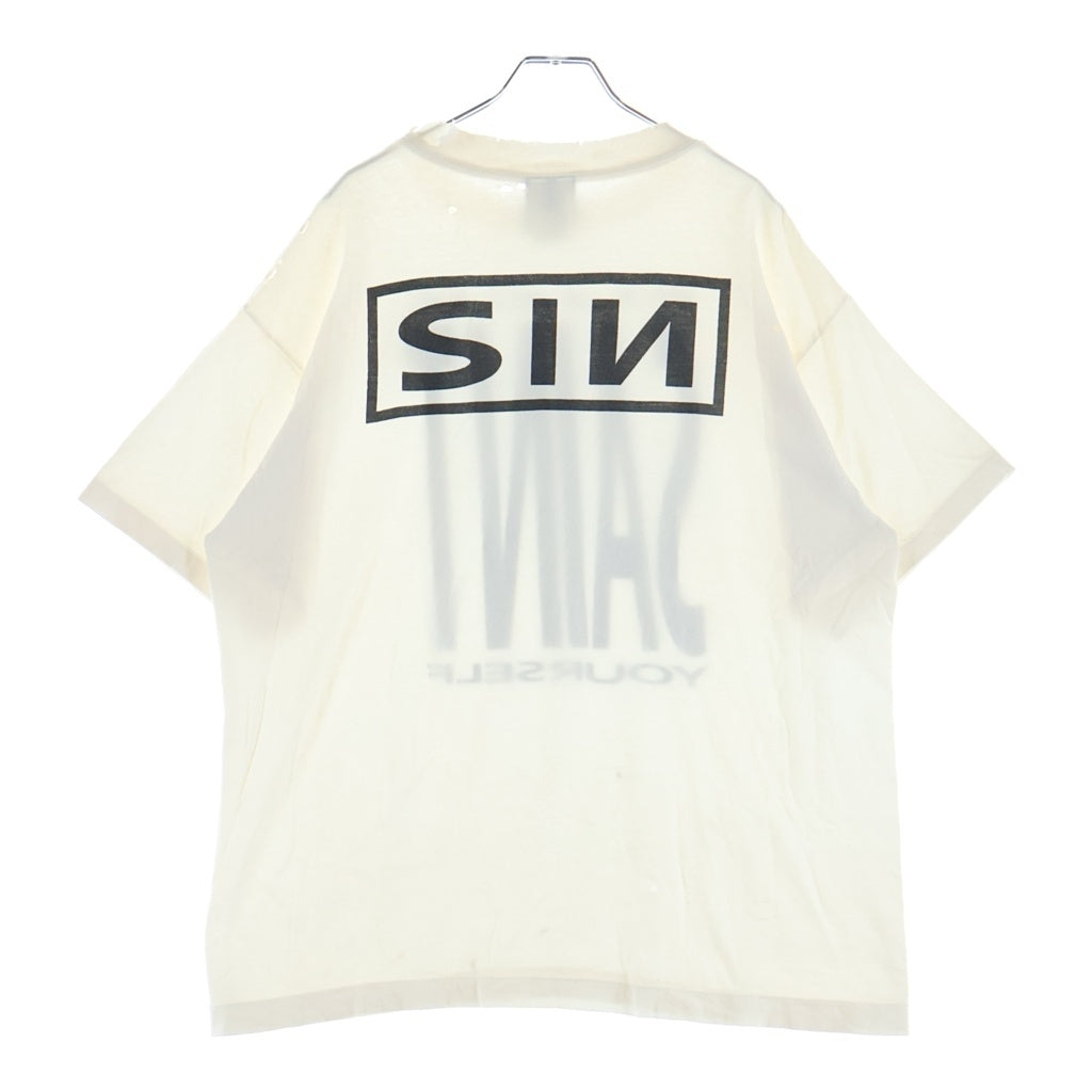 SAINT MICHAEL(セントマイケル) 25SS SS TEE / SAINT YOURSELF セントユアセルフロゴプリント クルーネック半袖Tシャツ カットソー ホワイト SM-HR8-0000-020