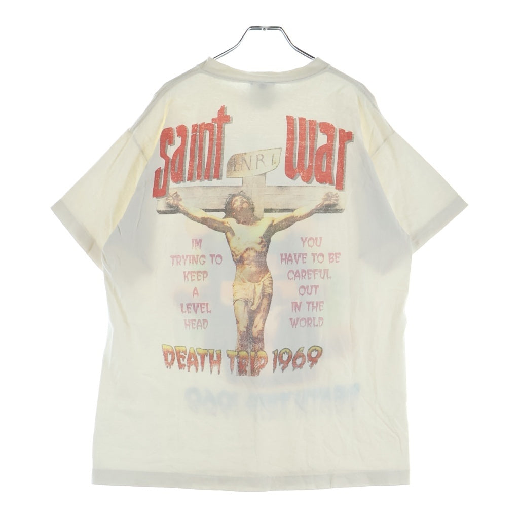 SAINT MICHAEL(セントマイケル) 24SS SS TEE / SAINT WAR セントウォープリント クルーネック半袖Tシャツ カットソー ホワイト SM-YS8-0000-007