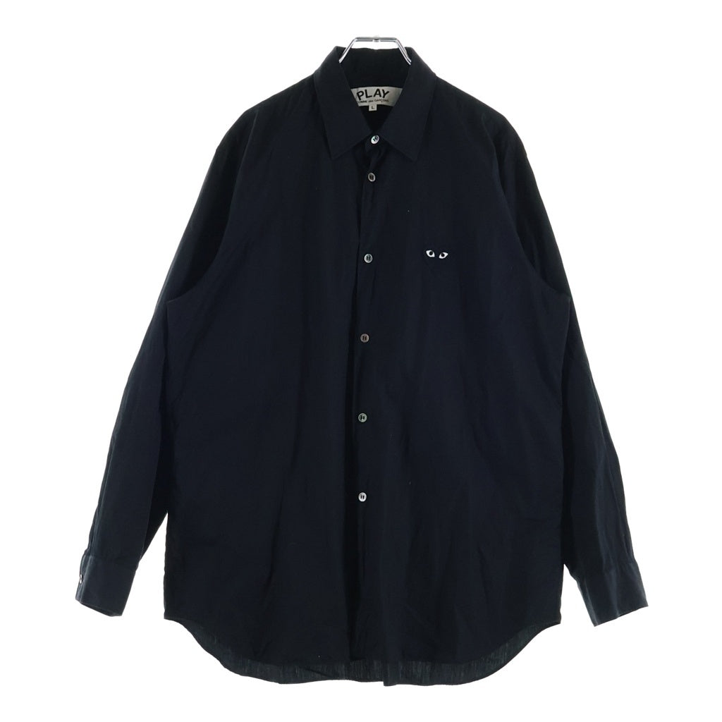 PLAY COMME des GARCONS(プレイコムデギャルソン) 23AW AD2023 L/S Shirt ハートロゴワッペン コットン 長袖シャツ ブラック AZ-B004