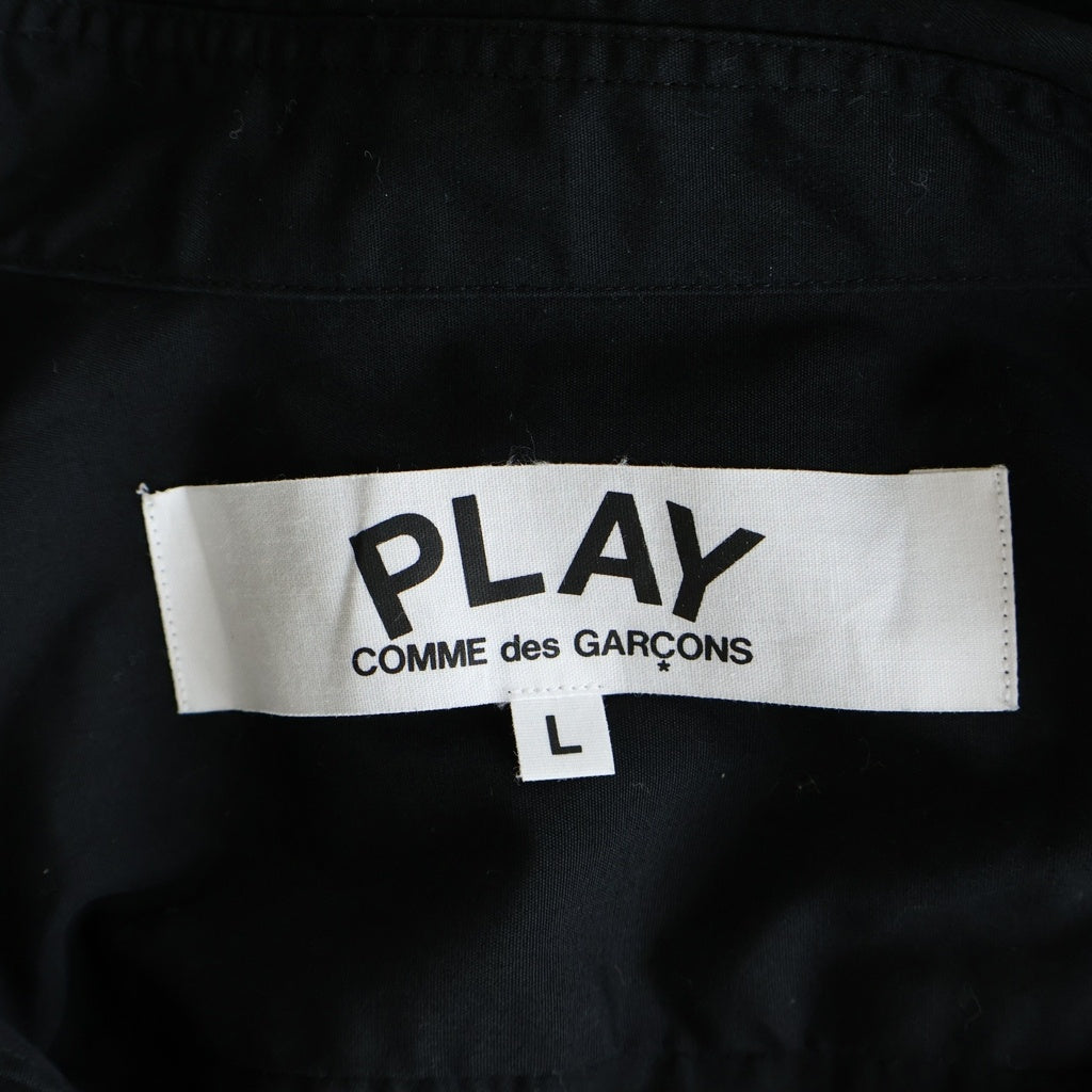 PLAY COMME des GARCONS(プレイコムデギャルソン) 23AW AD2023 L/S Shirt ハートロゴワッペン コットン 長袖シャツ ブラック AZ-B004