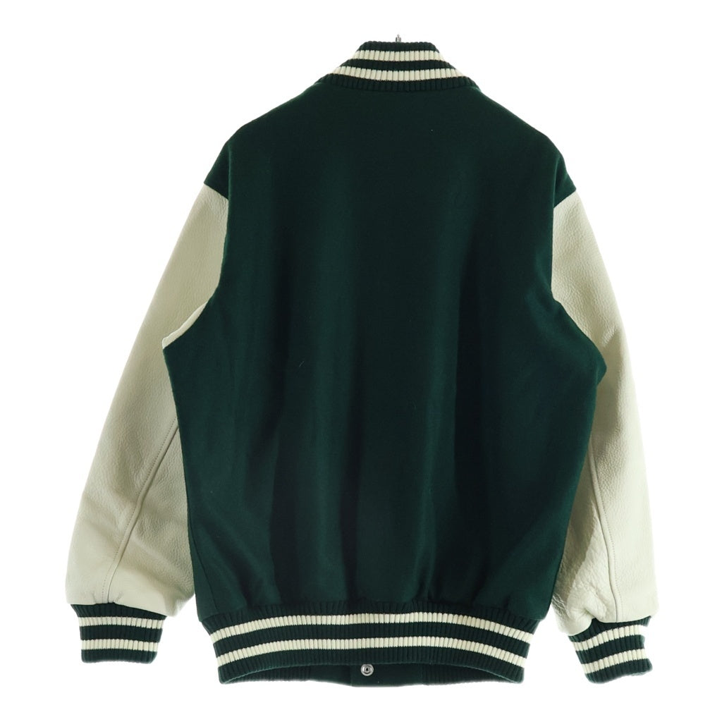 SKOOKUM(スクーカム) STADIUM JACKET レザー切り替え リブニット スタジアムジャケット グリーン/ホワイト SK21102-2E