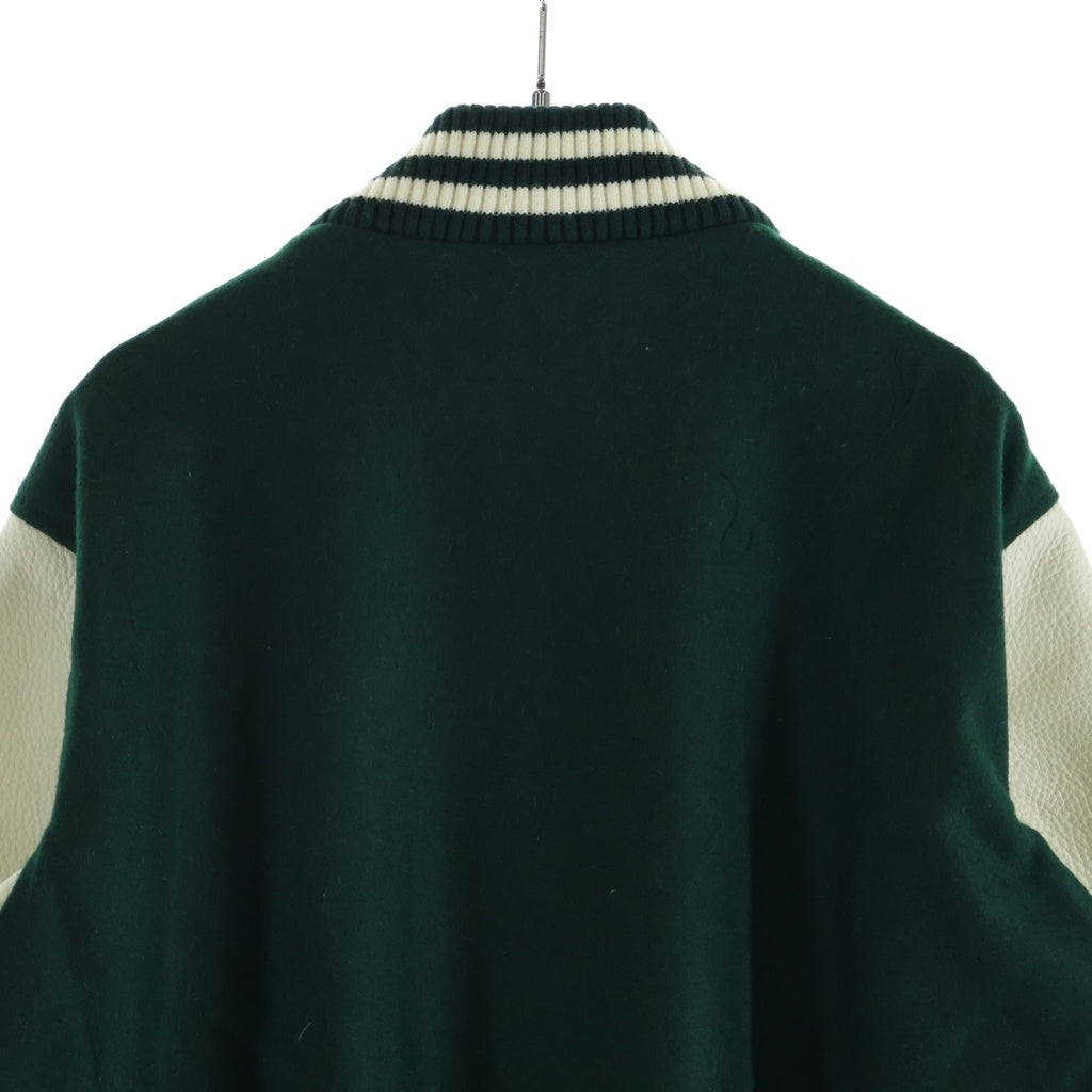 SKOOKUM(スクーカム) STADIUM JACKET レザー切り替え リブニット スタジアムジャケット グリーン/ホワイト SK21102-2E
