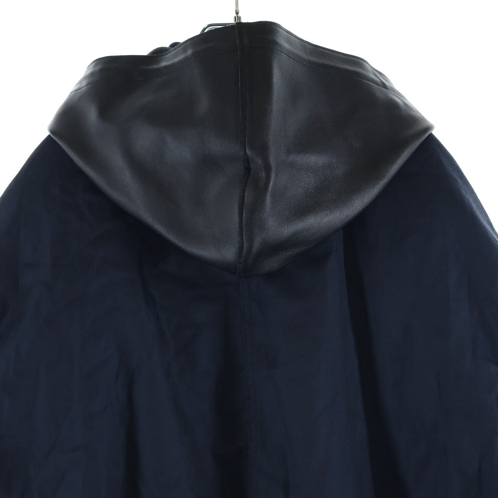 ACNE(アクネ) 12AW HALEBOP SATEEN JACKET ヘールボップ サテン レザーフーデッド ボンバージャケット ネイビー/ブラック