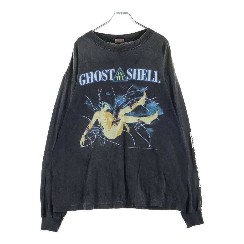 SAINT MICHAEL(セントマイケル) 24AW ILYA GITS GS LS TEE ヴィンテージ加工 攻殻機動隊 グラフィックプリント クルーネック 長袖Tシャツ カットソー ブラック SM-YS1-0000-C34