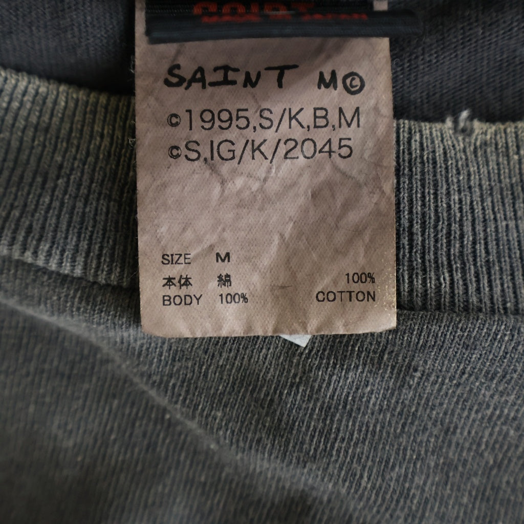 SAINT MICHAEL(セントマイケル) 24AW ILYA GITS GS LS TEE ヴィンテージ加工 攻殻機動隊 グラフィックプリント クルーネック 長袖Tシャツ カットソー ブラック SM-YS1-0000-C34
