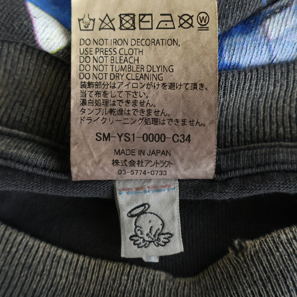 SAINT MICHAEL(セントマイケル) 24AW ILYA GITS GS LS TEE ヴィンテージ加工 攻殻機動隊 グラフィックプリント クルーネック 長袖Tシャツ カットソー ブラック SM-YS1-0000-C34