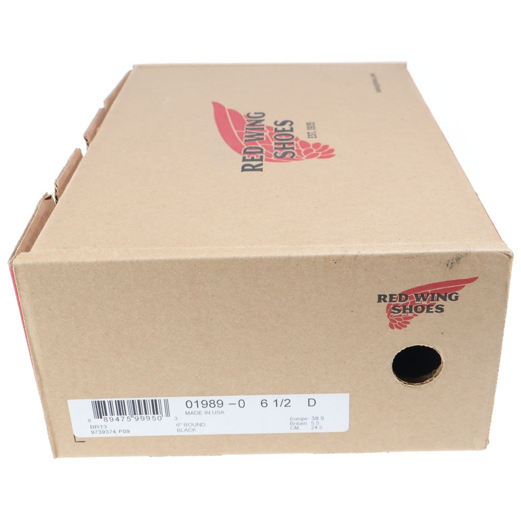 RED WING(レッド ウイング) 1989 Classic Round 6インチ クラシックラウンドトゥ ブラックラフアウトレザー レースアップ ワークブーツ ブラック