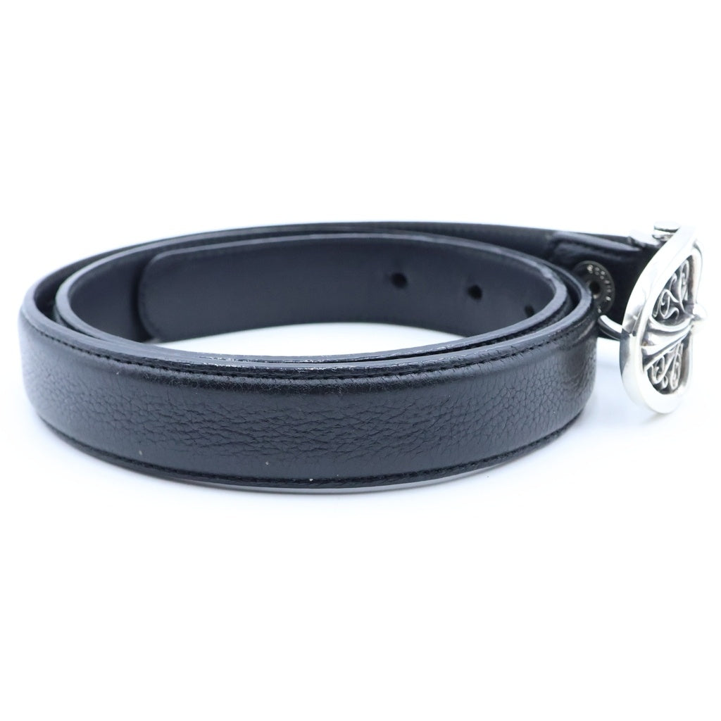 CHROME HEARTS(クロムハーツ) BUCKL OVAL CROSS1.0 クラシックオーバルクロス バックル レザーベルト シルバー/ブラック