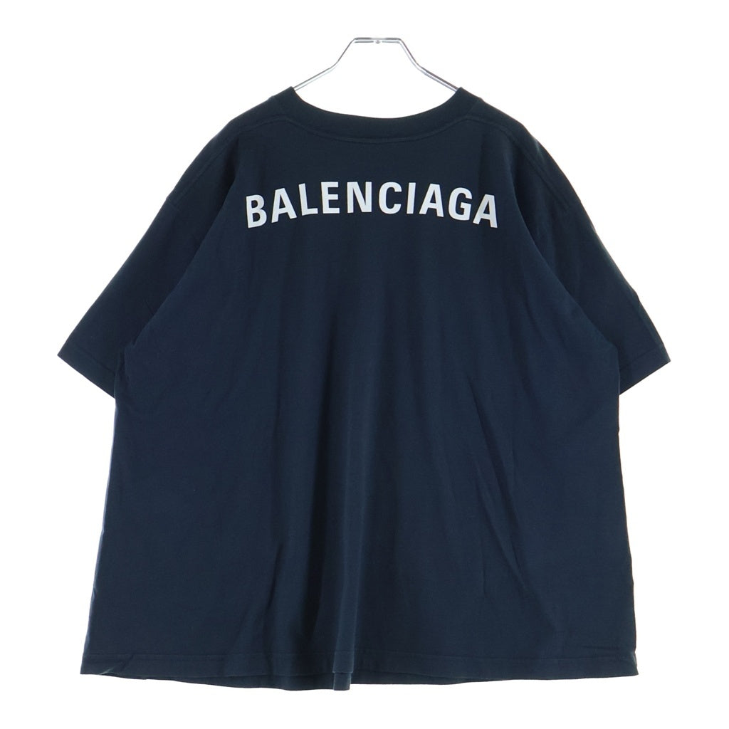 BALENCIAGA(バレンシアガ) バックロゴプリント クルーネック半袖Tシャツ カットソー ブラック 578124 TEV43