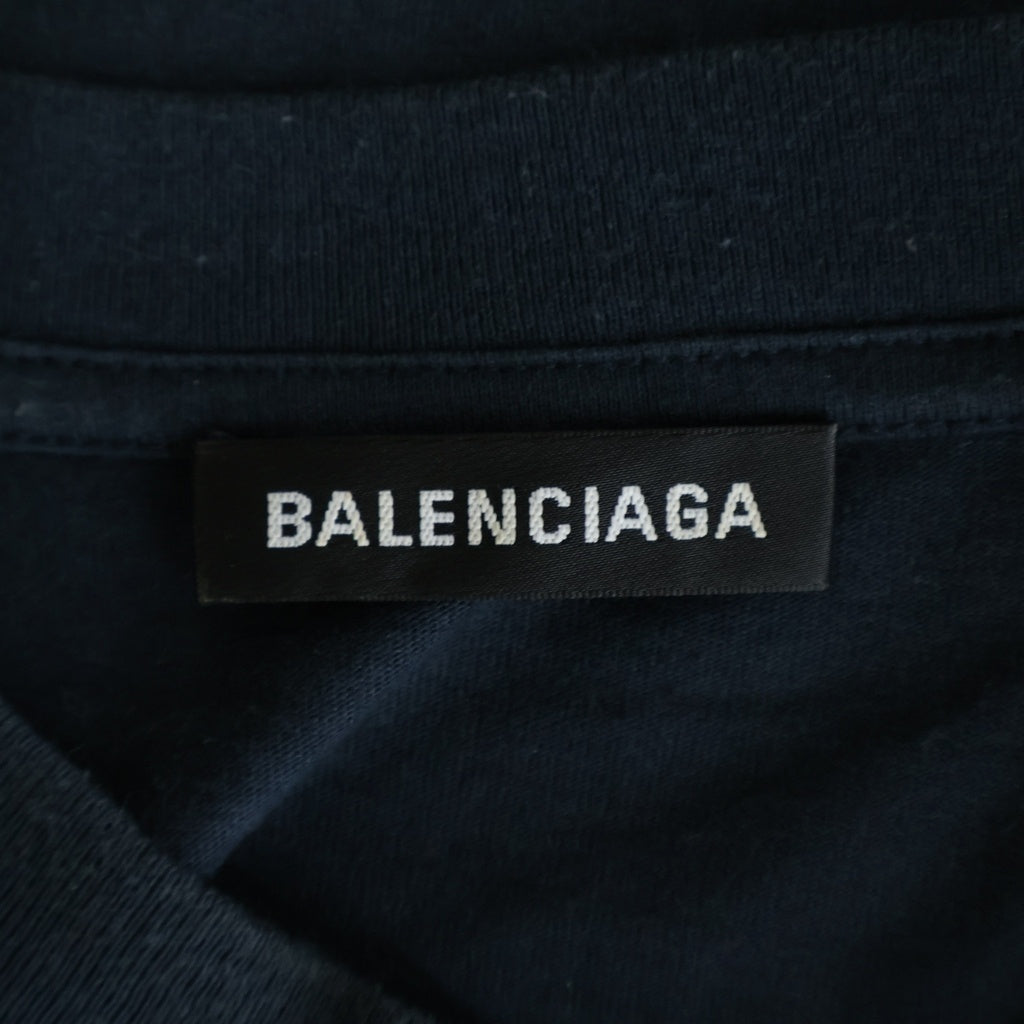 BALENCIAGA(バレンシアガ) バックロゴプリント クルーネック半袖Tシャツ カットソー ブラック 578124 TEV43