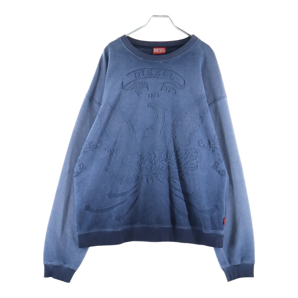 DIESEL(ディーゼル) S-ARON-JP25 限定 ピグメントダイ フェニックスデザイン クルーネックスウェットトレーナー ブルー P01617