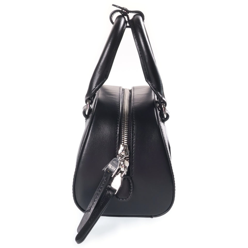 DIESEL(ディーゼル) 1DR DOME SHOULDER EW Dロゴ 型押し トップハンドル ドームレザーショルダーバッグ ブラック X10641 P8279